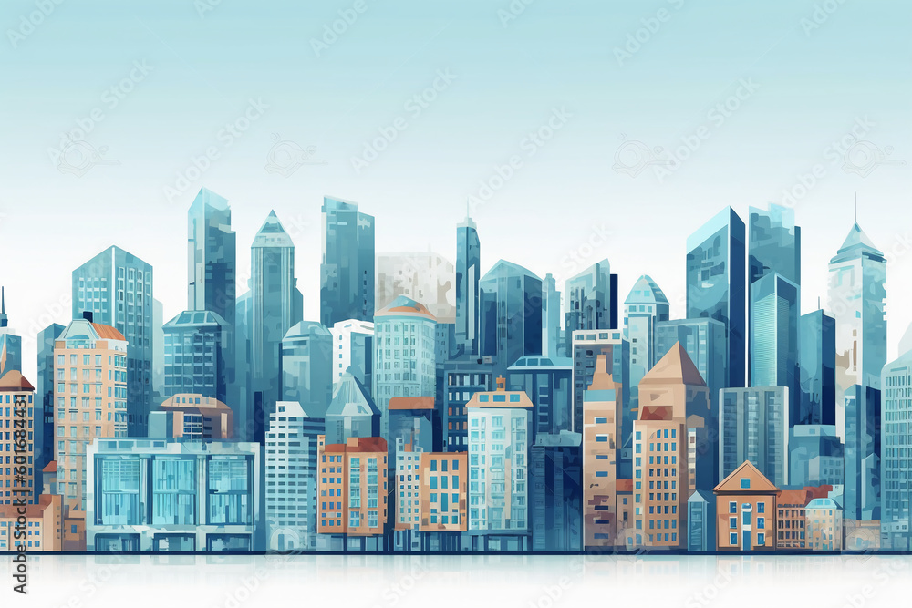 Obraz premium City, background, flat design, horizontal composition, architecture. AI generative