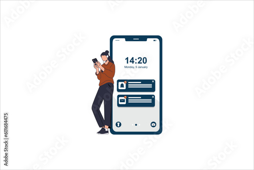 mesage notification handphone flat vector illustration photo