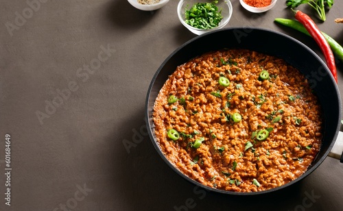 Keema curry in pan photo
