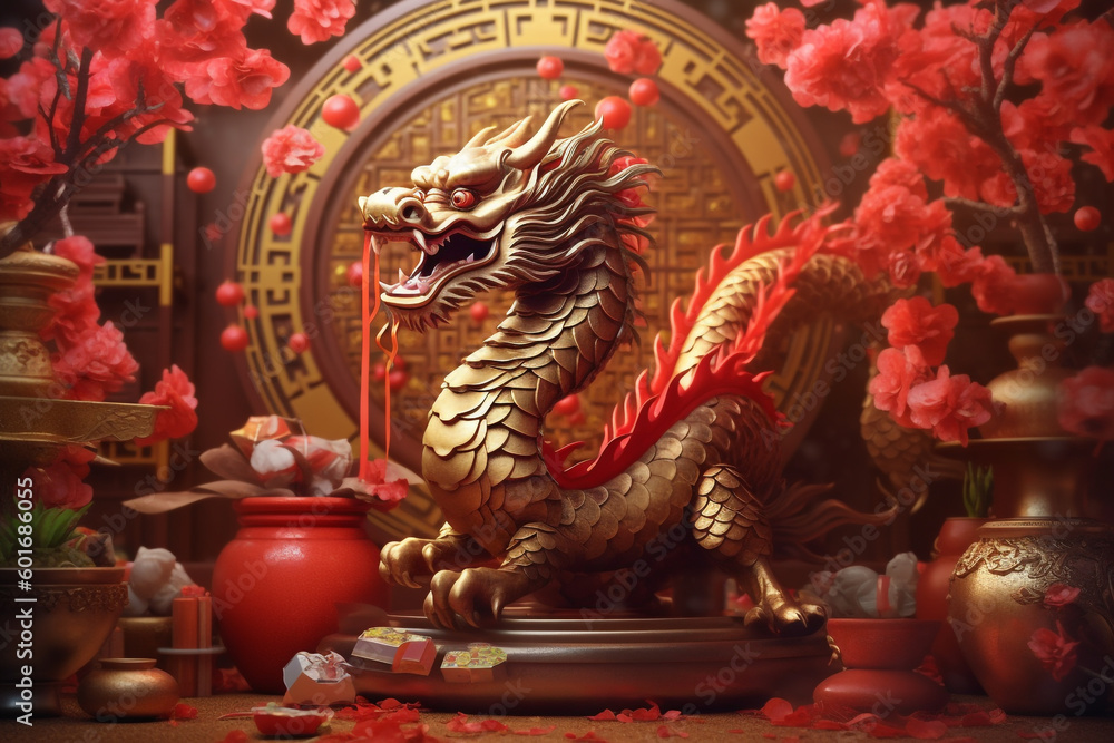 Fototapeta premium chinese new year wallpaper. Generative Ai