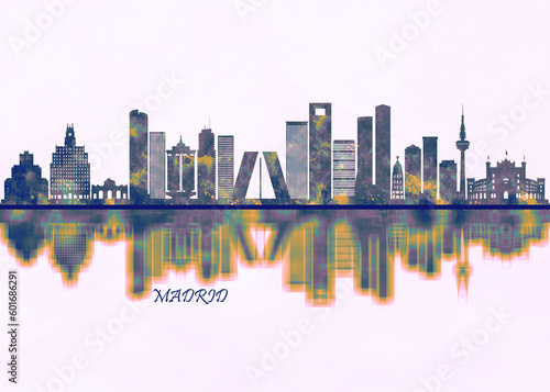 Madrid Skyline. Cityscape Skyscraper Buildings Landscape City Background Modern Art Architecture Downtown Abstract Landmarks Travel Business Building View Corporate