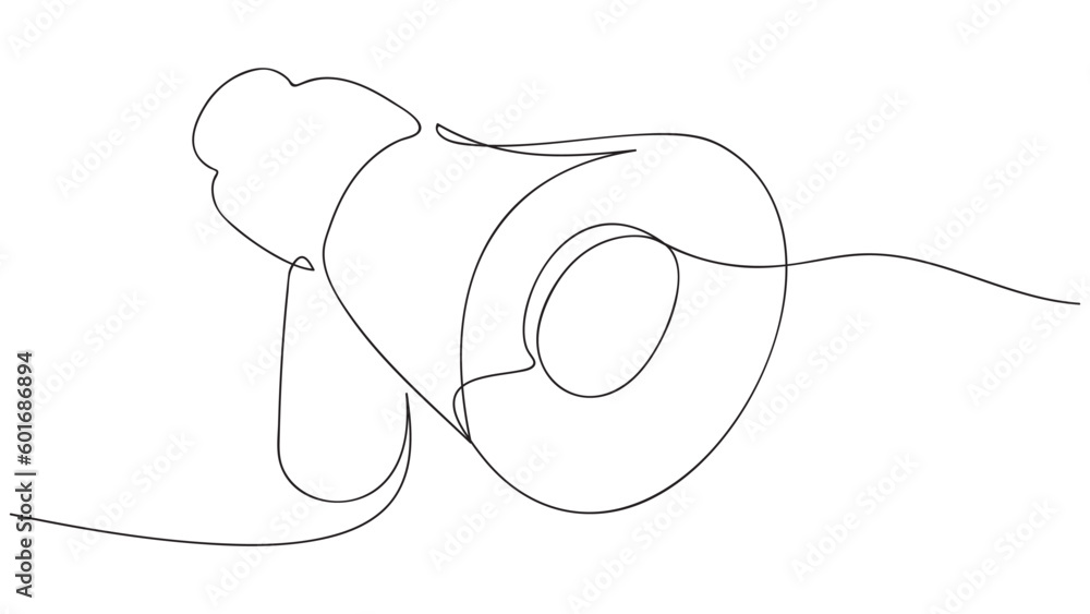 Obraz premium Public horn speaker in One continuous line drawing. Business concept, vector 