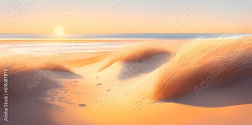 Sand dunes on the background of the sea.