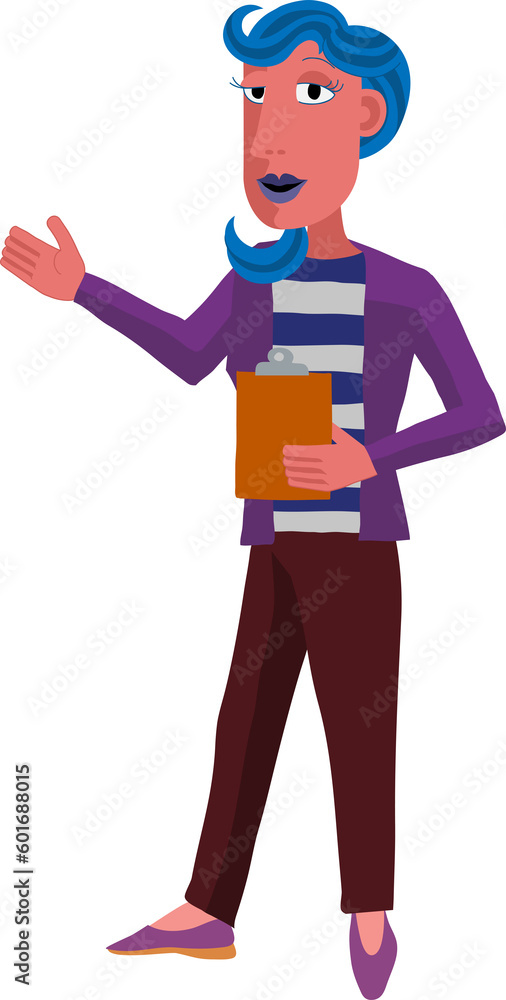 Woman With Clipboard Pointing Illustration
