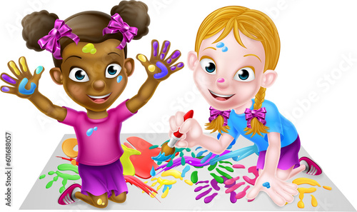 Girls Playing With Paints