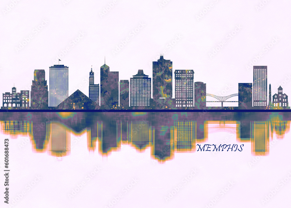 Memphis Skyline. Cityscape Skyscraper Buildings Landscape City Background Modern Art Architecture Downtown Abstract Landmarks Travel Business Building View Corporate