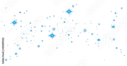 Blue glitter wave abstract illustration. Blue stars dust trail sparkling particles isolated on transparent background. Magic concept. PNG.