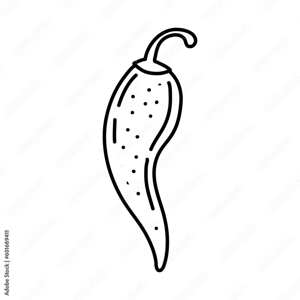 Chili pepper hand drawn outline doodle icon. Vector sketch illustration of chili pepper for print, web, mobile and infographics isolated on white background. Chili pepper hand drawn outline doodle icon. Vector sketch illustration of chili pepper for print, web, mobile and infographics isolated on white background.