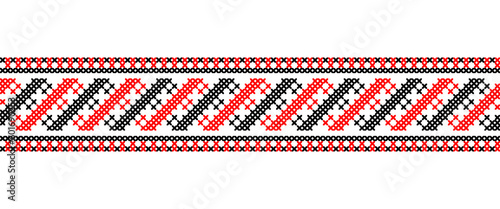 Ukrainian vyshyvanka vector pattern ornament border. Embroidery pattern