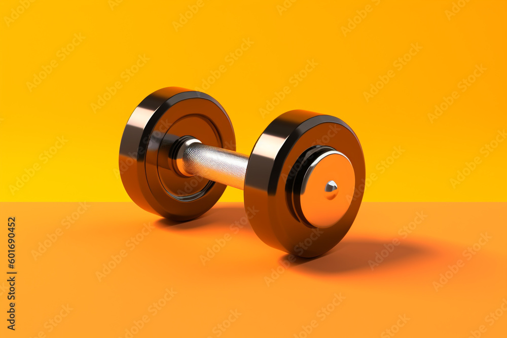 dumbbells on orange background 3d animation. Generative Ai dumbbells on orange background 3d animation. Generative Ai