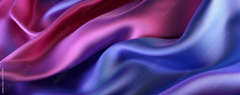 Fototapeta premium close up of a purple and blue silk fabric. Generative Ai