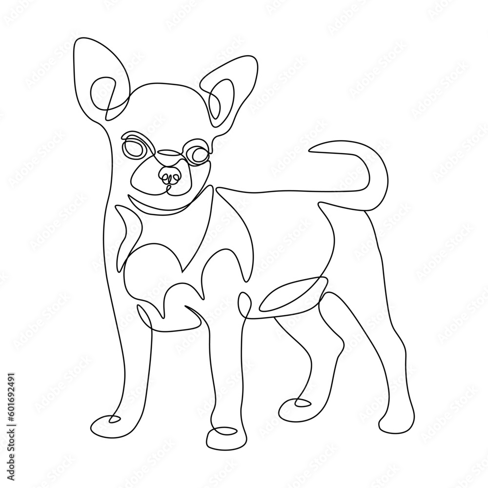 Cute dog breed chihuahua one line Cute dog breed chihuahua one line