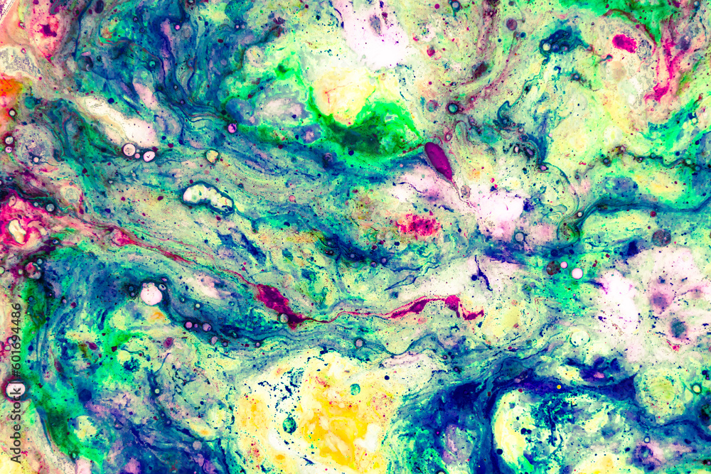 Abstract painting. Color spots with paints of bright shades.