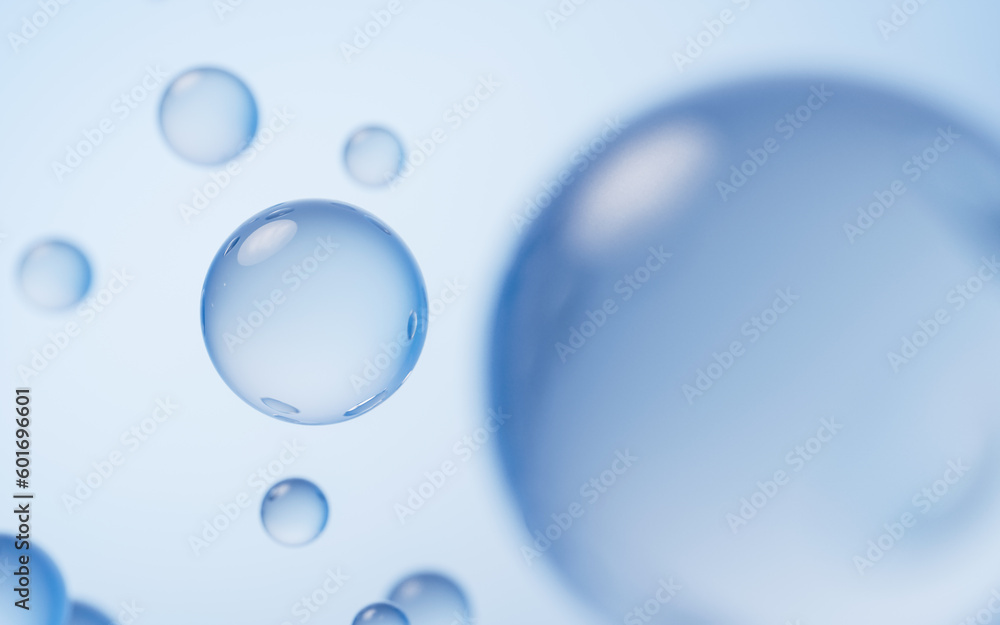 Blue water drop background, 3d rendering.