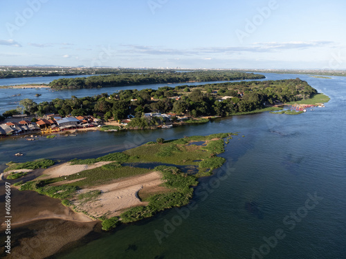 Wallpaper Mural beautiful wide green river with forest banks Torontodigital.ca