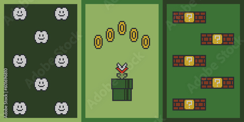 Pixel game vector posters
