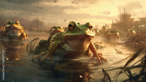 frog in the water