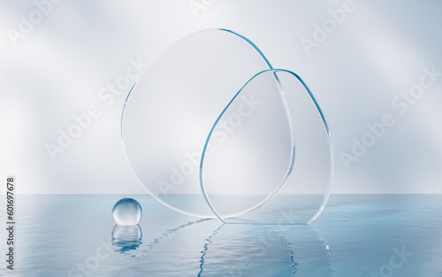 Curve glass with water surface, 3d rendering. © Vink Fan