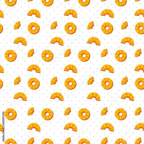 Slice of pineaplle fruit seamless pattern with pastel background