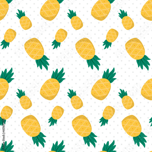 Cute pineaplle fruit seamless pattern with pastel background
