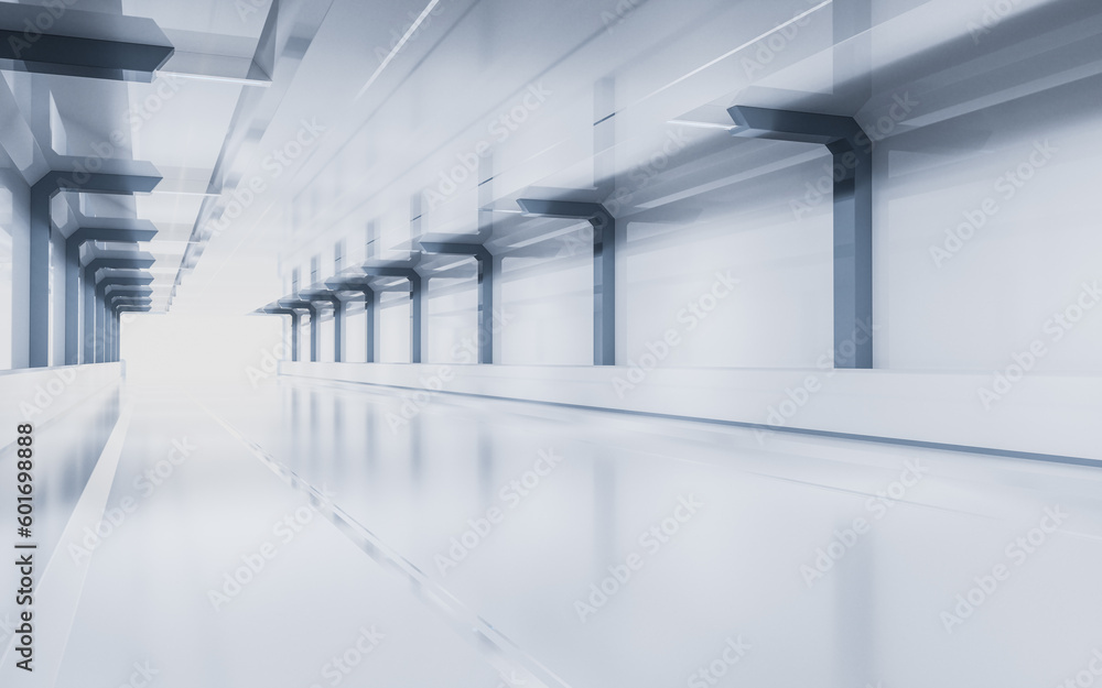 White empty tunnel, futuristic tunnel, 3d rendering. White empty tunnel, futuristic tunnel, 3d rendering.
