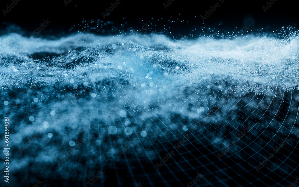 Abstract wave particles background, 3d rendering. Abstract wave particles background, 3d rendering.