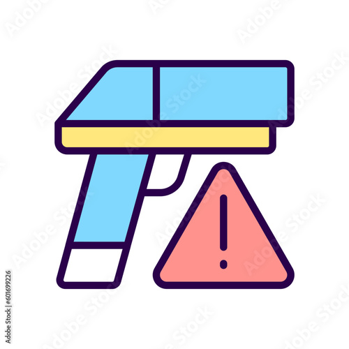 Small arms smuggling RGB color icon. Weapon trafficking. Ammunition contraband. Guns trade. Isolated vector illustration. Simple filled line drawing. Editable stroke. Pixel perfect. Arial font used
