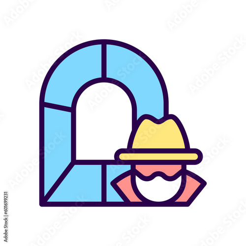 Smuggling tunnel RGB color icon. Secret passage. Underground country border trespassing. Isolated vector illustration. Simple filled line drawing. Editable stroke. Pixel perfect. Arial font used