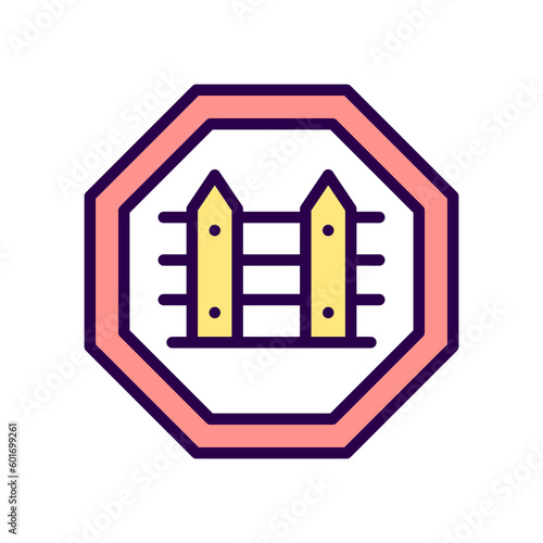 Country borders RGB color icon. Homeland security. State barrier and fence. Crimes prevention. Isolated vector illustration. Simple filled line drawing. Editable stroke. Pixel perfect. Arial font used