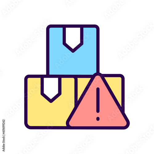 Import regulations RGB color icon. Customs restrictions and rules. Goods shipping and supply. Isolated vector illustration. Simple filled line drawing. Editable stroke. Pixel perfect. Arial font used