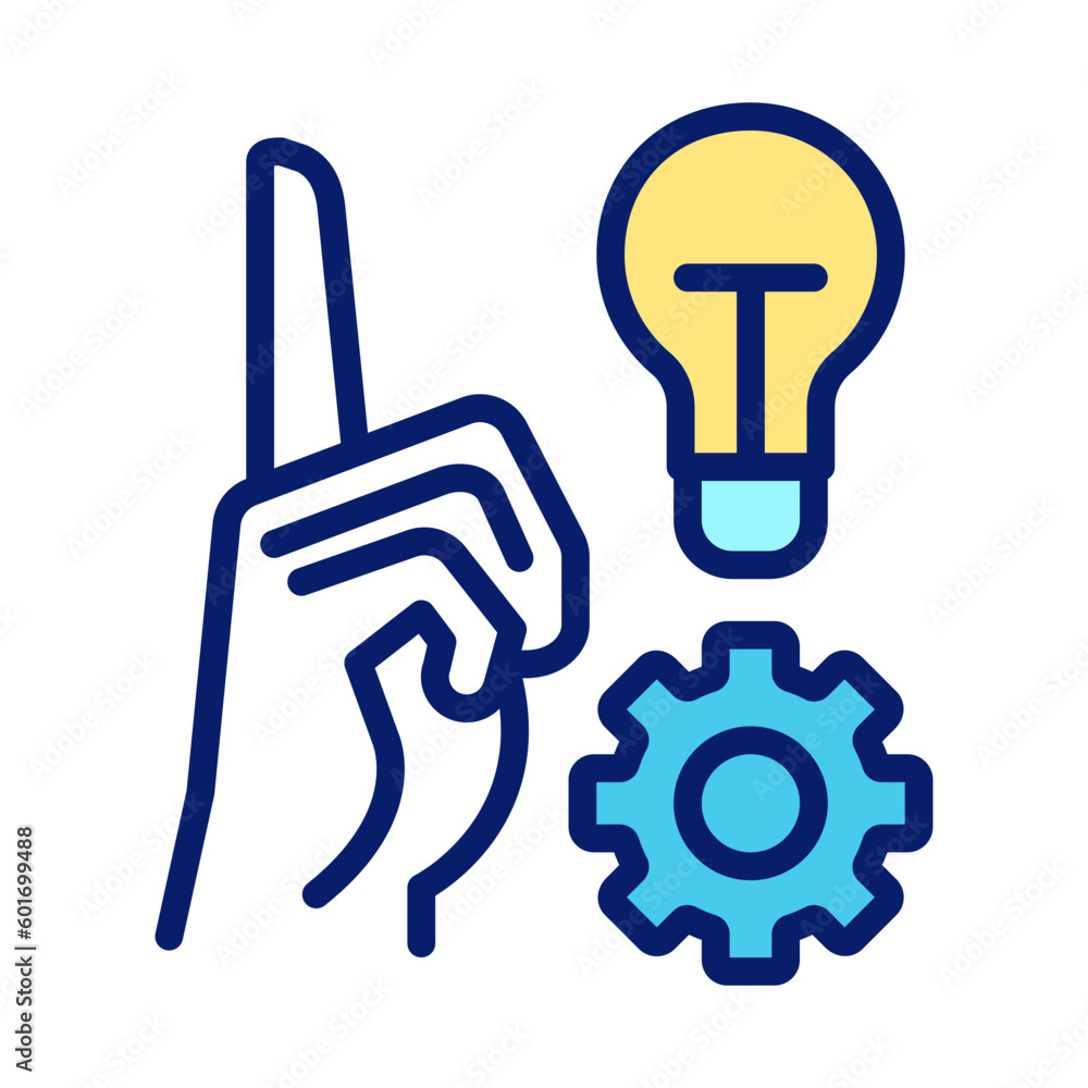Generate new idea pixel perfect RGB color icon. Inspiration for project. Innovative strategy for development. Isolated vector illustration. Simple filled line drawing. Editable stroke. Arial font used Generate new idea pixel perfect RGB color icon. Inspiration for project. Innovative strategy for development. Isolated vector illustration. Simple filled line drawing. Editable stroke. Arial font used