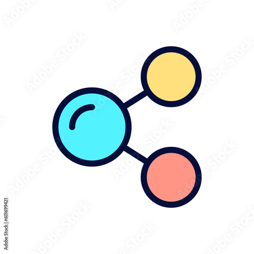 Social media sharing pixel perfect RGB color icon. Marketing strategy and promotion. Online store. Isolated vector illustration. Simple filled line drawing. Editable stroke. Arial font used