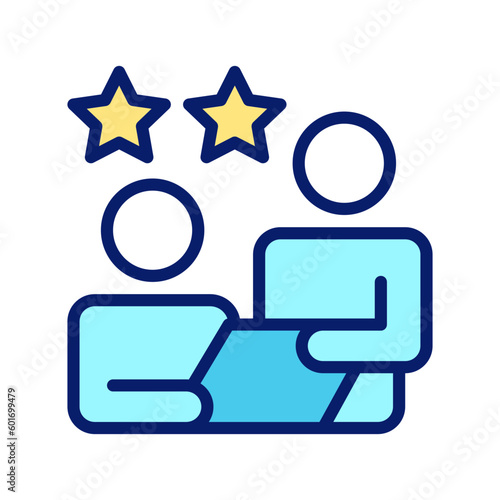Feedback pixel perfect RGB color icon. Executive appraisal for employee work. Job monitoring. Isolated vector illustration. Simple filled line drawing. Editable stroke. Arial font used
