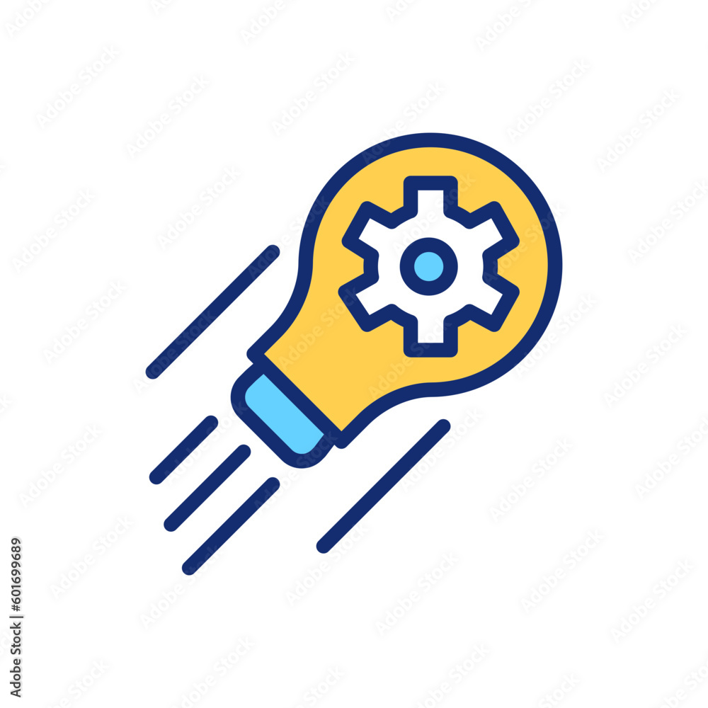 Development pixel perfect RGB color icon. Improvement and increasing. Business idea and innovation. Isolated vector illustration. Simple filled line drawing. Editable stroke. Arial font used