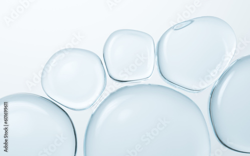 Transparent glass bubbles background, 3d rendering.