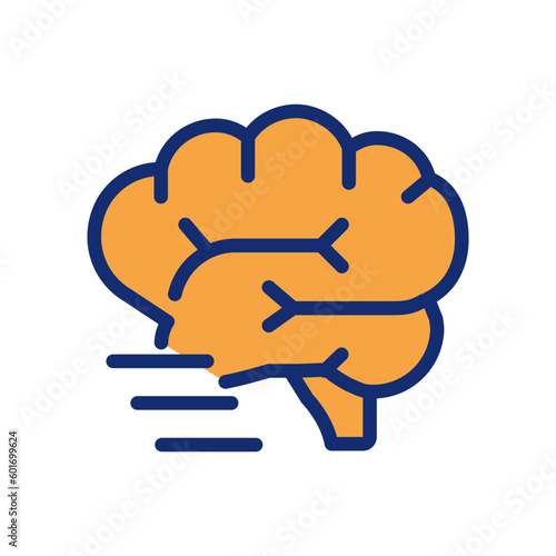 Brain activity pixel perfect RGB color icon. Human body organ. Mental and intellectual activity. Isolated vector illustration. Simple filled line drawing. Editable stroke. Arial font used