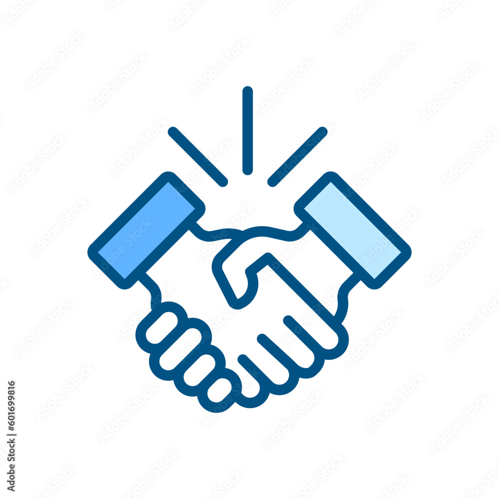 Handshake pixel perfect RGB color icon. Business etiquette. Shaking hands. Deal making. Company meeting. Isolated vector illustration. Simple filled line drawing. Editable stroke. Arial font used Handshake pixel perfect RGB color icon. Business etiquette. Shaking hands. Deal making. Company meeting. Isolated vector illustration. Simple filled line drawing. Editable stroke. Arial font used
