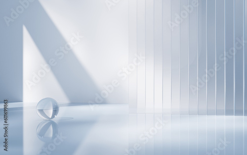 Fototapeta Naklejka Na Ścianę i Meble -  Transparent glass geometry background, 3d rendering.