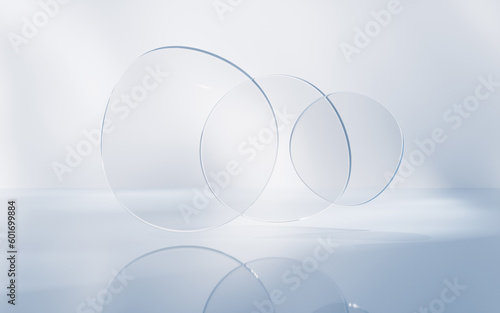 Fototapeta Naklejka Na Ścianę i Meble -  Transparent glass geometry background, 3d rendering.