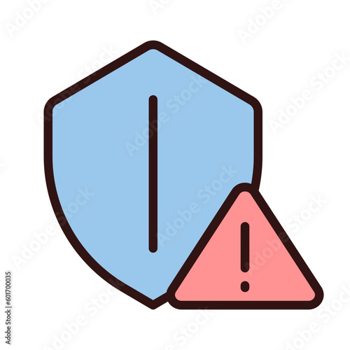 Safety warning pixel perfect RGB color icon. Cybersecurity breach. Risk of computer virus. Security issue. Isolated vector illustration. Simple filled line drawing. Editable stroke. Arial font used