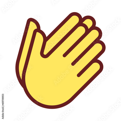 Hand holding something pixel perfect RGB color icon. Space between palms. Gesture and position. Isolated vector illustration. Simple filled line drawing. Editable stroke. Arial font used