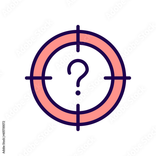 Central question RGB color icon. Main problem solution searching. Focus on target. Business work. Isolated vector illustration. Simple filled line drawing. Editable stroke. Arial font used