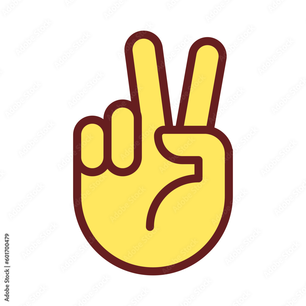 Peace sign pixel perfect RGB color icon. Pacifistic hand gesture. Positive wish. Communication. Isolated vector illustration. Simple filled line drawing. Editable stroke. Arial font used