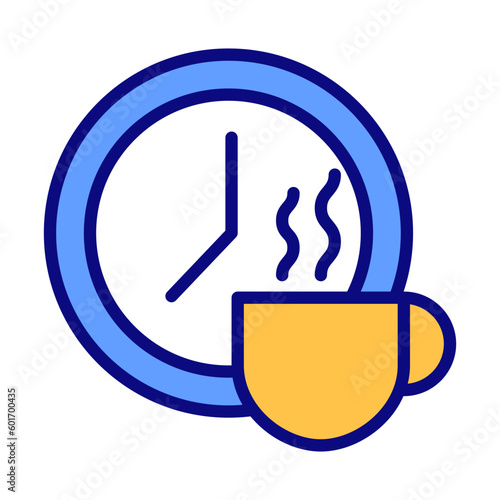 Break time pixel perfect RGB color icon. Scheduled period for employee lunch. Non-productive time. Isolated vector illustration. Simple filled line drawing. Editable stroke. Arial font used