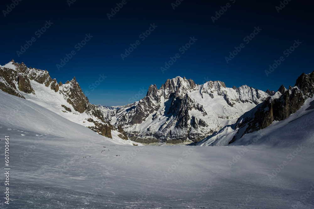 view of the vallee blanche on mont blanc