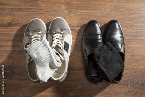 Work Life Balance Concept. Business and casual shoes