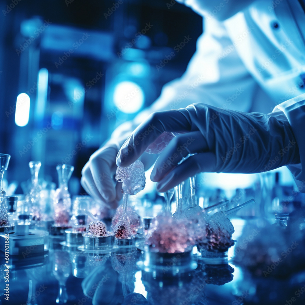 Hands of a scientist working in a laboratory. Generative AI. Hands of a scientist working in a laboratory. Generative AI.