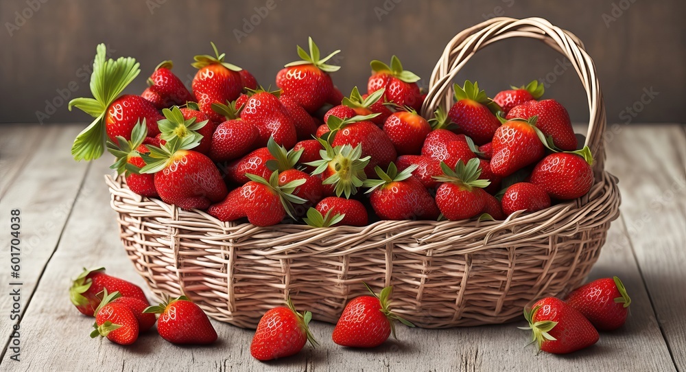 Strawberry in a beautiful basket. ai generation Strawberry in a beautiful basket. ai generation