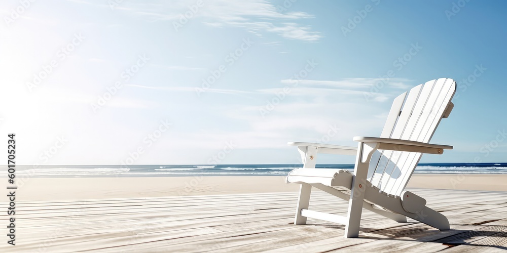sunscreen, beach chair, sunglasses on the wooden table , with generative ai sunscreen, beach chair, sunglasses on the wooden table , with generative ai
