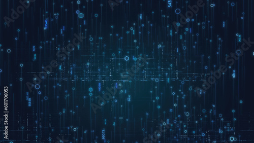 data technology background, code hexagon digital grid line rise up, dark blue, big data concept © watchara tongnoi